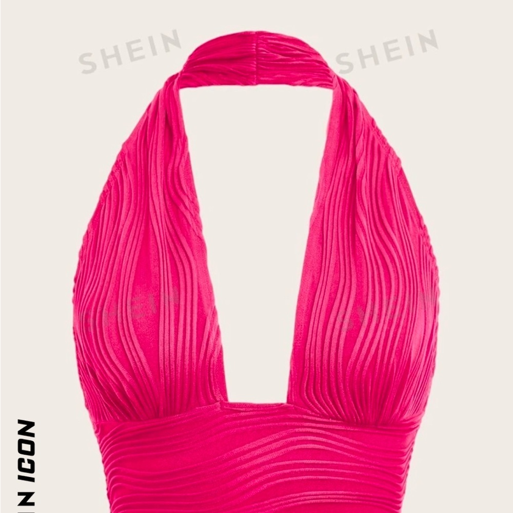 SHEIN Women's Pink Halter Swimwear